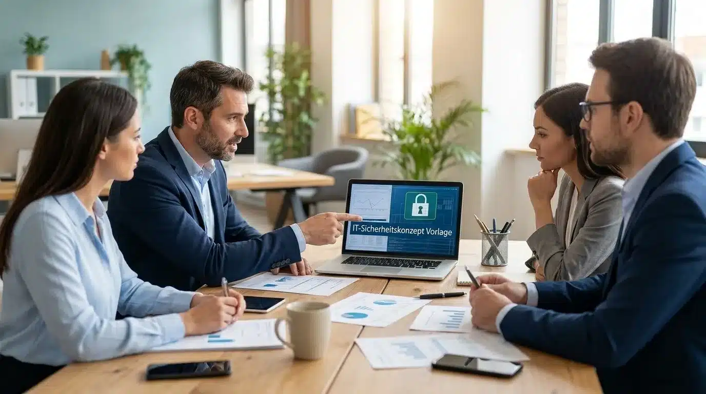 Mitarbeitende in einer Cybersecurity Schulung im Besprechungsraum