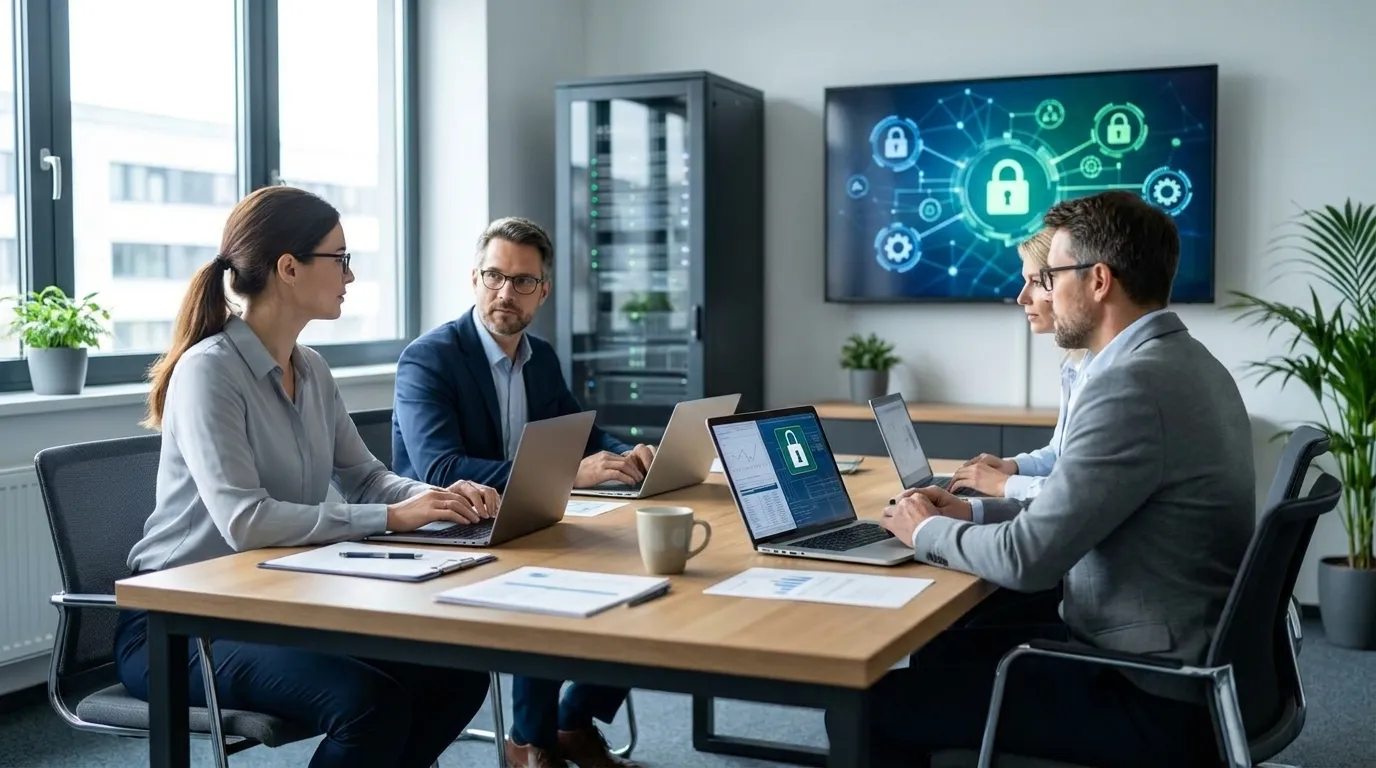 IT-Sicherheitsbesprechung in einem mittelständischen Büro